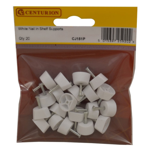 15mm Diameter White Nail In Shelf Supports (Pack of 20)