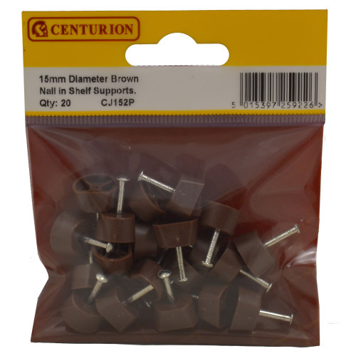 15mm Diameter Brown Nail In Shelf Supports (Pack of 20)