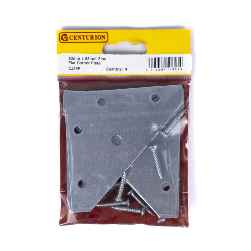 83mm x 83mm ZP Flat Corner Plate (Pack of 4)