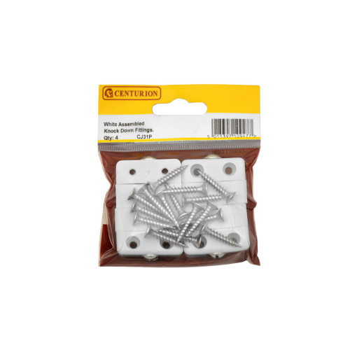 White Assembled Knock Down Fittings (Pack of 4)