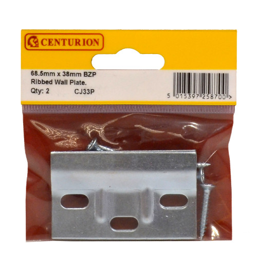 68.5 x 38mm BZP Ribbed Wall Plate (Pack of 2)