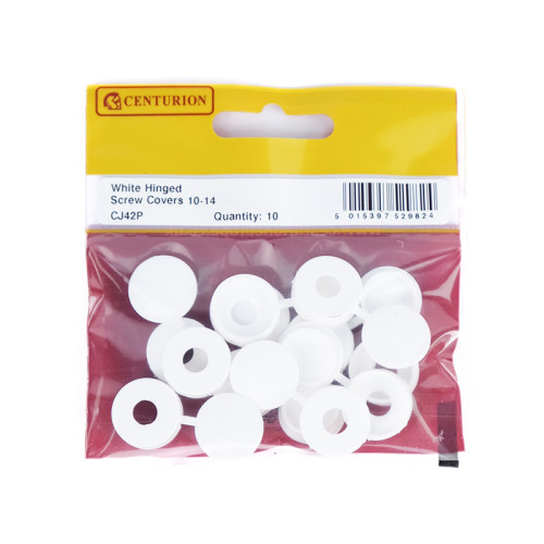 White Hinged Screw Cover Caps 10-14 Screw 10pk
