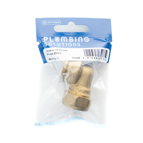 15mm x 1/2 Brass Thread Female Elbow