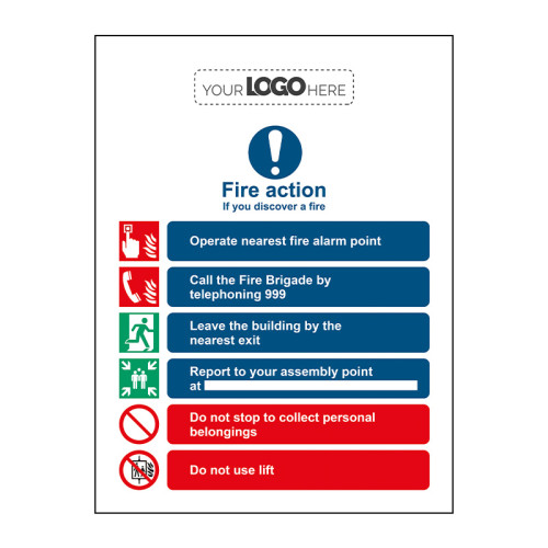 Construction Sign: Fire action procedure - Style A - CRX (400 x 300mm)