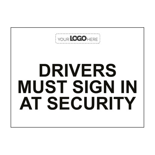 Construction Sign: Drivers must sign in at security - CRX (800 x 600mm)