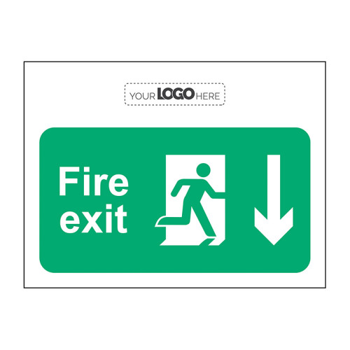 Construction Sign: Fire exit [Arrow down] - CRX (600 x 400mm)