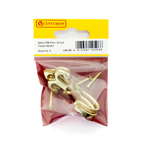 50mm PB Fleur De Lys Tassel Hook (Pack of 2)