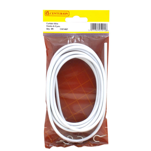 8 ft Coil Curtain Wire with Hooks & Eyes