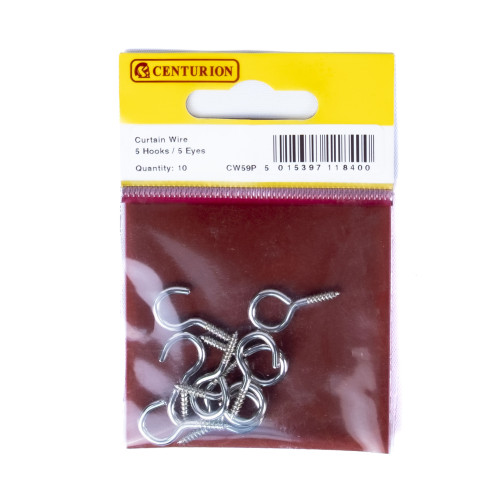 22mm x 2mm Curtain Wire Hooks & Eyes (Pack of 10)