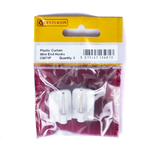 White Plastic Curtain Wire End Hooks (Pack of 2)
