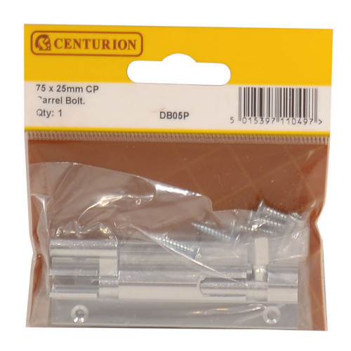 75mm x 25mm (1") CP Wide Necked Barrel Bolts