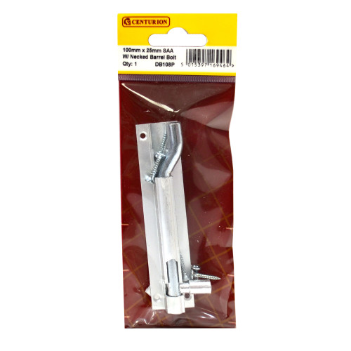 Necked Barrel Bolts, Aluminium, 25mm x 100mm