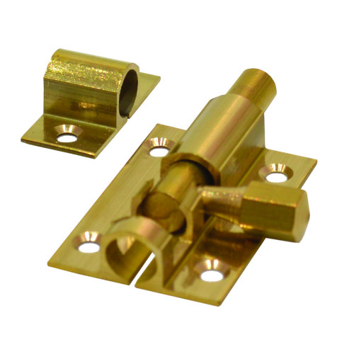Straight Barrel Bolts, Polished Brass, 25mm x 38mm