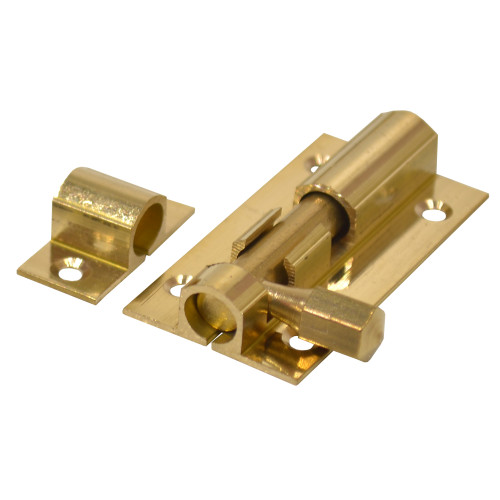 Straight Barrel Bolts, Polished Brass, 25mm x 50mm