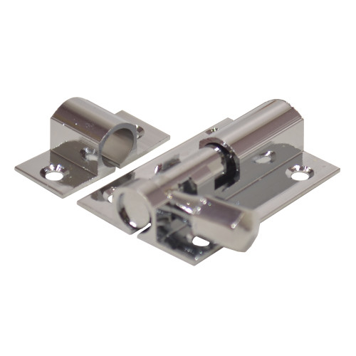 Straight Solid Brass Barrel Bolts, Polished Chrome, 25mm x 50mm