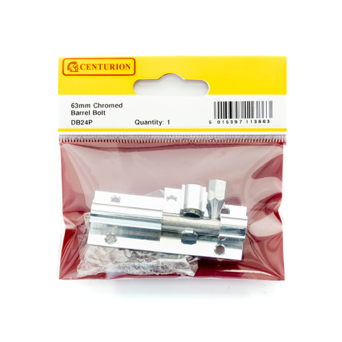 Straight Solid Brass Barrel Bolts, Polished Chrome, 25mm x 63mm