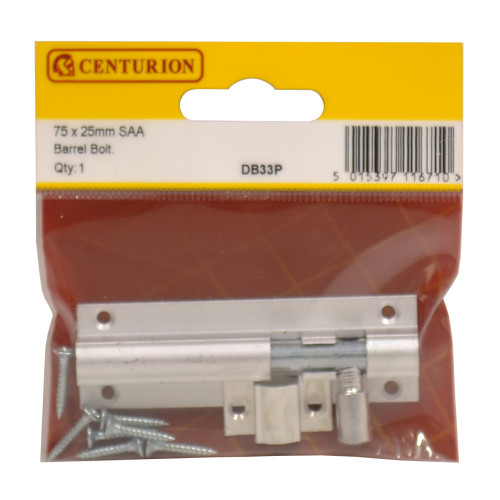 Straight Barrel Bolts, Aluminium, 25mm x 75mm