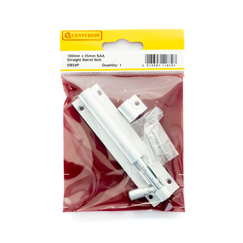 Straight Barrel Bolts, Aluminium, 25mm x 100mm