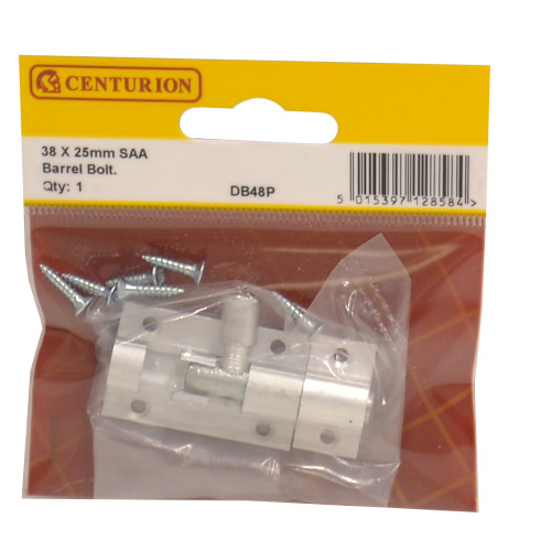 Straight Barrel Bolts, Aluminium, 25mm x 38mm