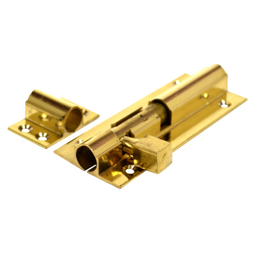 Straight Barrel Bolts, Polished Brass, 38mm x 100mm