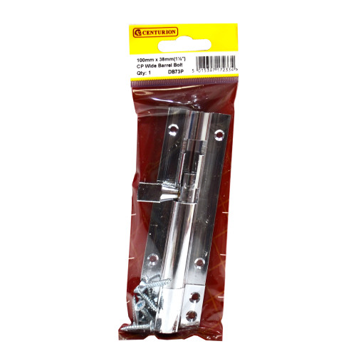 Straight Solid Brass Barrel Bolts, Polished Chrome, 38mm x 100mm