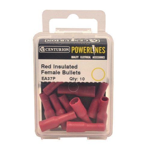 26mm x 4mm Red Female Insulated Sockets, Pack of 10