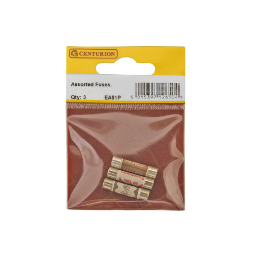 Assorted 3 , 5 & 13 Amp Fuses (Pack of 3)