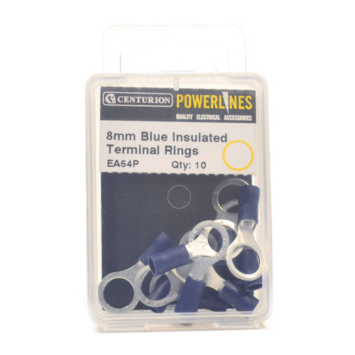 8mm Blue Insulated Terminal Rings, Pack of 10