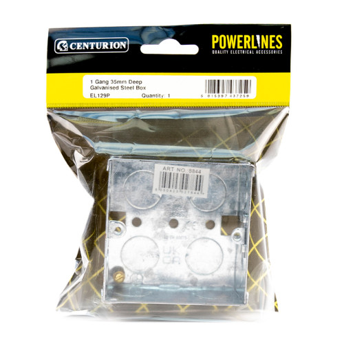 1 Gang Galvanised Steel Flush Back Box, 35mm