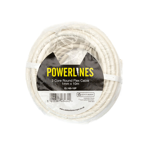 1mm 3 Core Round Flex Cable, 10m