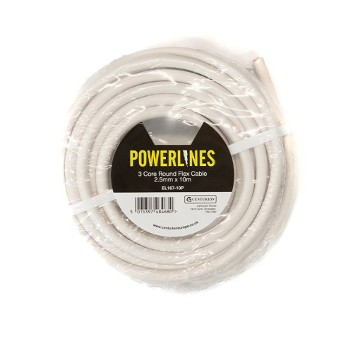 2.5mm 3 Core Round Flex Cable, 10m