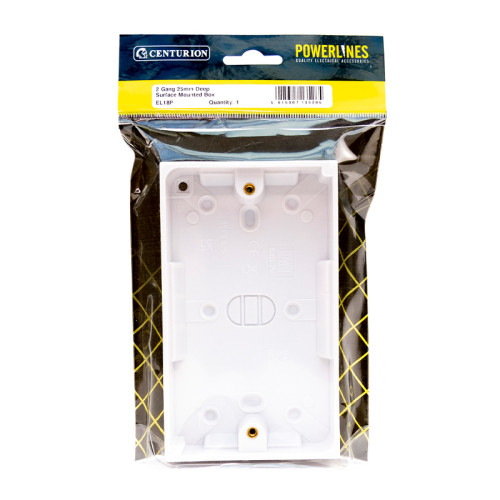 2 Gang Surface Mounted Box, 25mm Deep