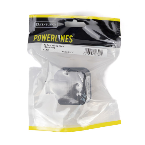 Black 13 Amp Fused Tough Plug
