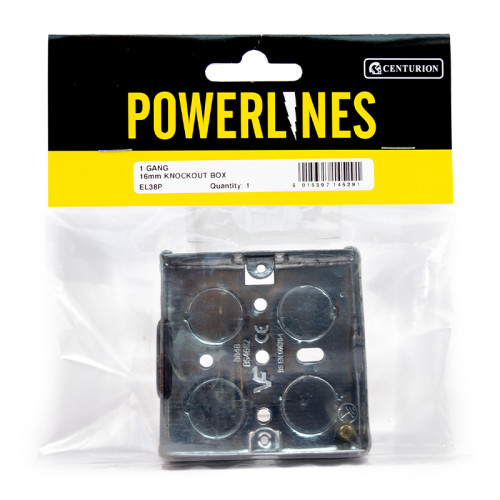 1 Gang Galvanised Steel Flush Back Box, 16mm