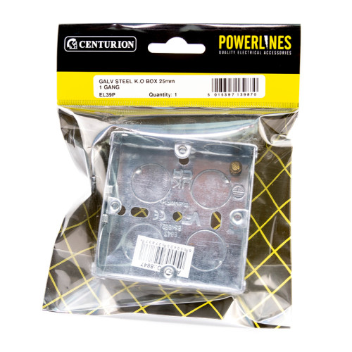 1 Gang Galvanised Steel Flush Back Box, 25mm