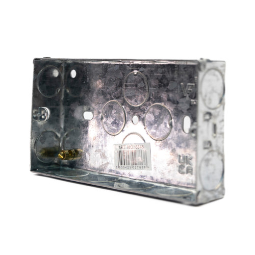 Centurion 2 Gang Galvanised Steel Flush Back Box, 25mm, EL40P