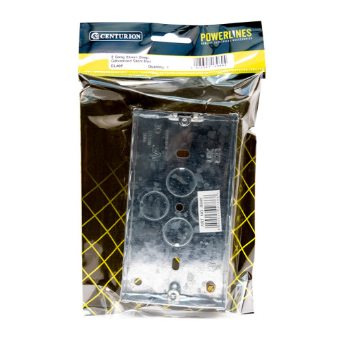 2 Gang Galvanised Steel Flush Back Box, 25mm