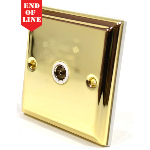 Victorian Single Co Axial Socket, White Switch