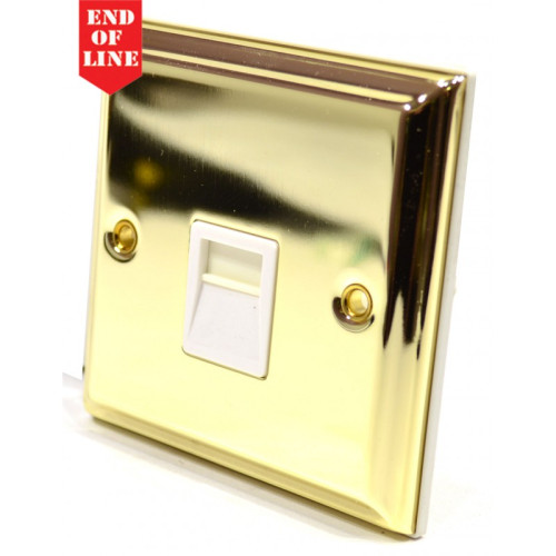 Victorian Brass Master Telephone Socket, White