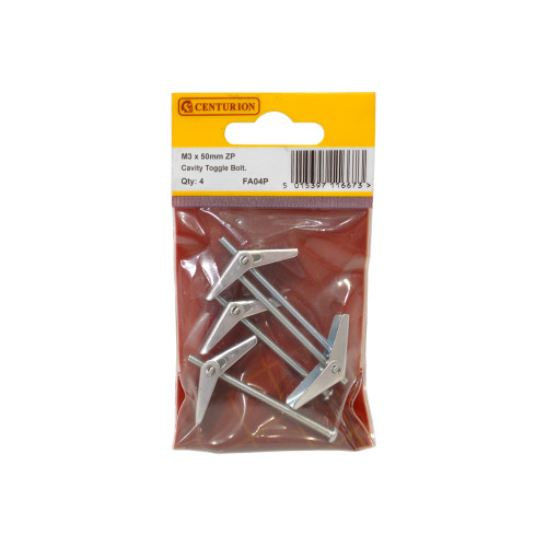 M3 x 50mm ZP Cavity Toggle Bolt (Pack of 4)