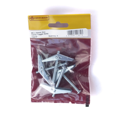 M5 x 50mm ZP Cavity Toggle Bolt (Pack of 4)