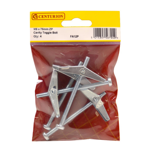 M5 x 75mm ZP Cavity Toggle Bolt 4pk