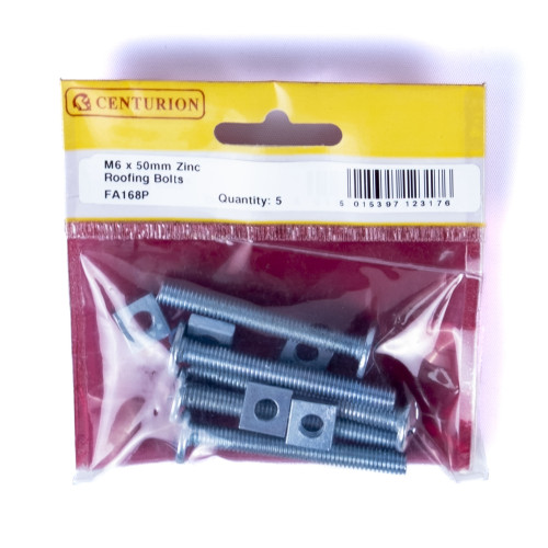 M6 x 50mm ZP Roofing Bolts (Pack of 5)