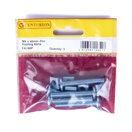 M6 x 40mm ZP Roofing Bolts (Pack of 5)