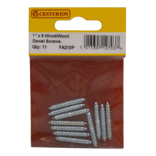 Wood Dowel Screws - 1" x 8 - Zinc Plated - (Pack of 11)
