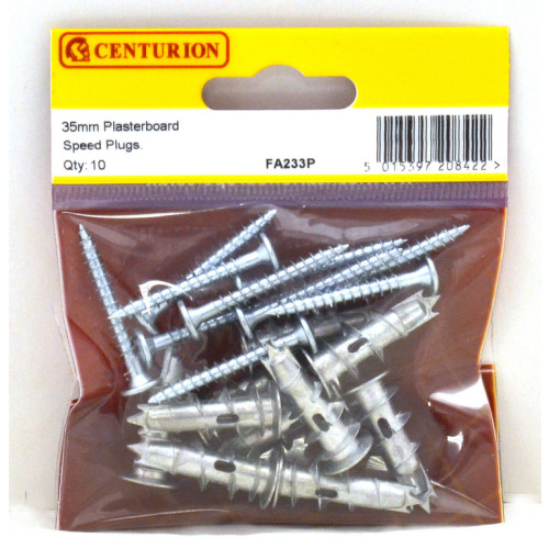 35mm Metal Plasterboard Speed Plugs (Pack of 10)