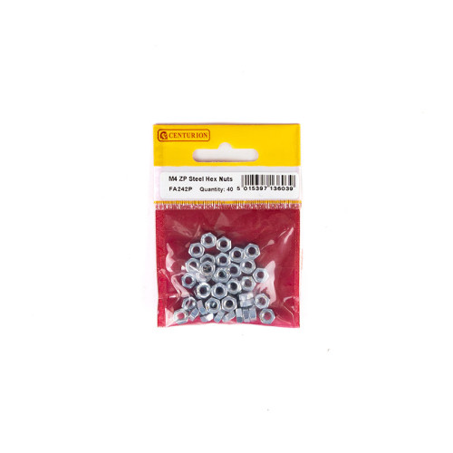 M4 ZP Steel Hex Nuts (Pack of 40)