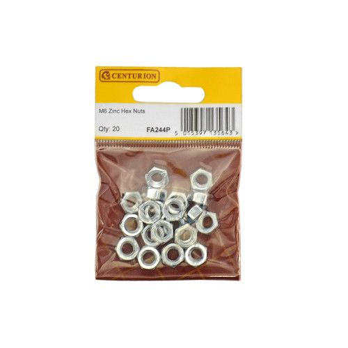M6 ZP Steel Hex Nuts (Pack of 20)