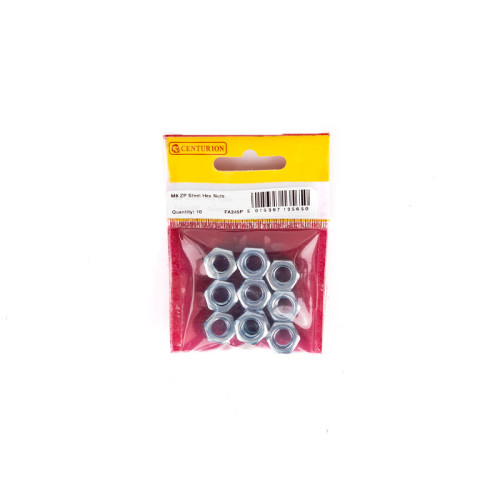 M8 ZP Steel Hex Nuts (Pack of 10)