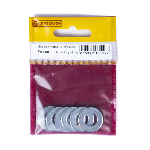 M10 ZP Flat Washers (Pack of 6)